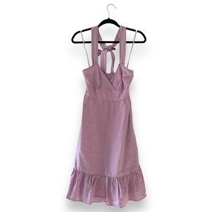 J. Crew Women’s Lilac Linen Halter Midi Dress Ruffle Skirt Sundress Size 4